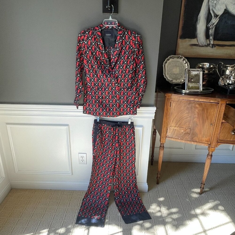 Scotch & Soda Amsterdams Blauw Matchy Seahorse Blazer & Pajama Style Pants Small - Picture 4 of 13